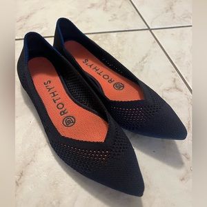 Rothy’s The Point Maritime Navy Blue Lattice Stitch Flat Size 5